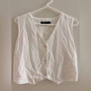 White linen blend vest